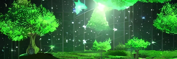 Image generated by Stable Diffusion according next prompt - The digital night forest. Post cover